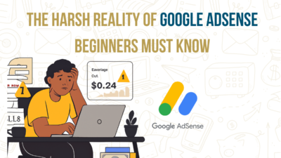 Google AdSense beginner challenges and earnings infographic.
