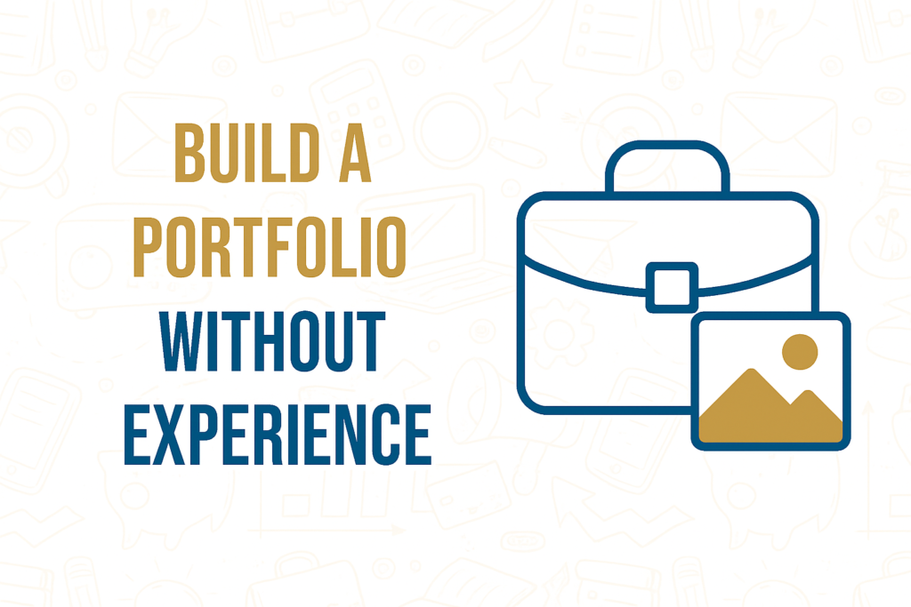 Briefcase and image icon representing portfolio creation without experience