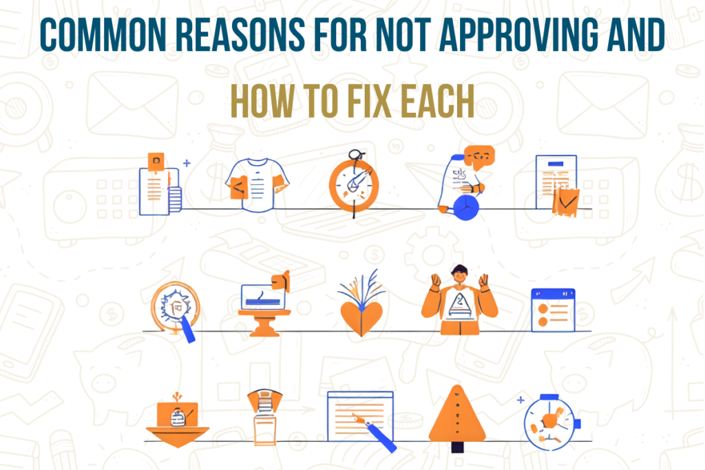 Infographic showing common reasons for Google Ads disapproval and how to fix them