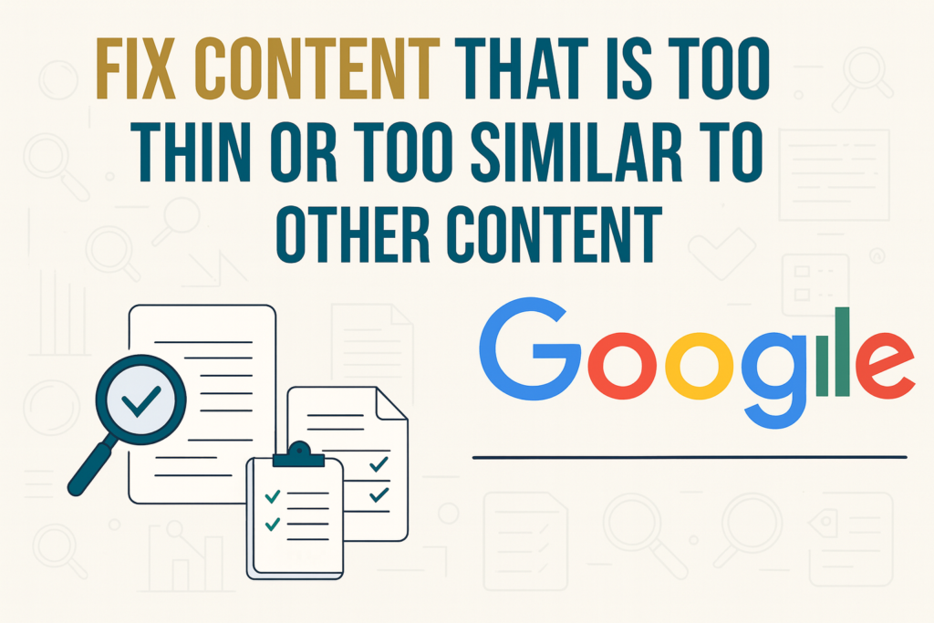 Fix thin or duplicate content illustration with Google branding