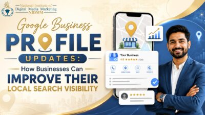 Google Business Profile updates showing business listing, customer reviews, map location, and local SEO performance improvements.